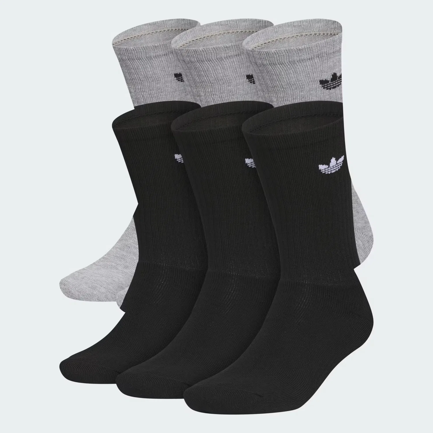 Носки с влагоотводящими свойствами, набор из 6 пар trefoil 2.0 Adidas Originals, серый меланж/черный/белый