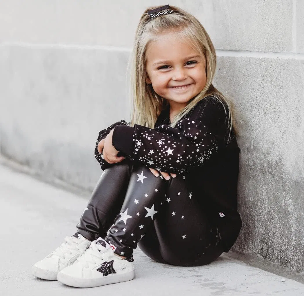 Детские кроссовки для девочек с блестящим принтом Sparkle Glitter Star StyleChild, White — фото 2