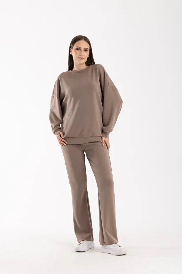 Детский спортивный комплект для девочек с широкими штанинами Maymira Butik, Beige