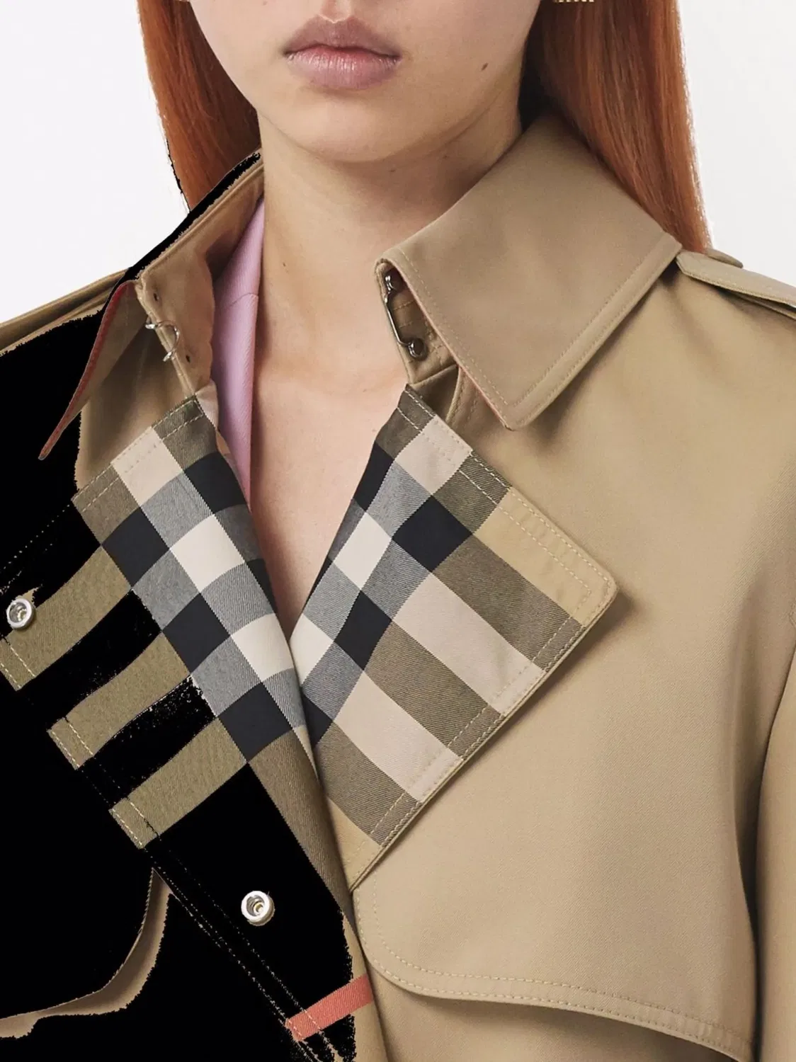 Тренч с клетчатым лацканом Burberry, коричневый — фото 4
