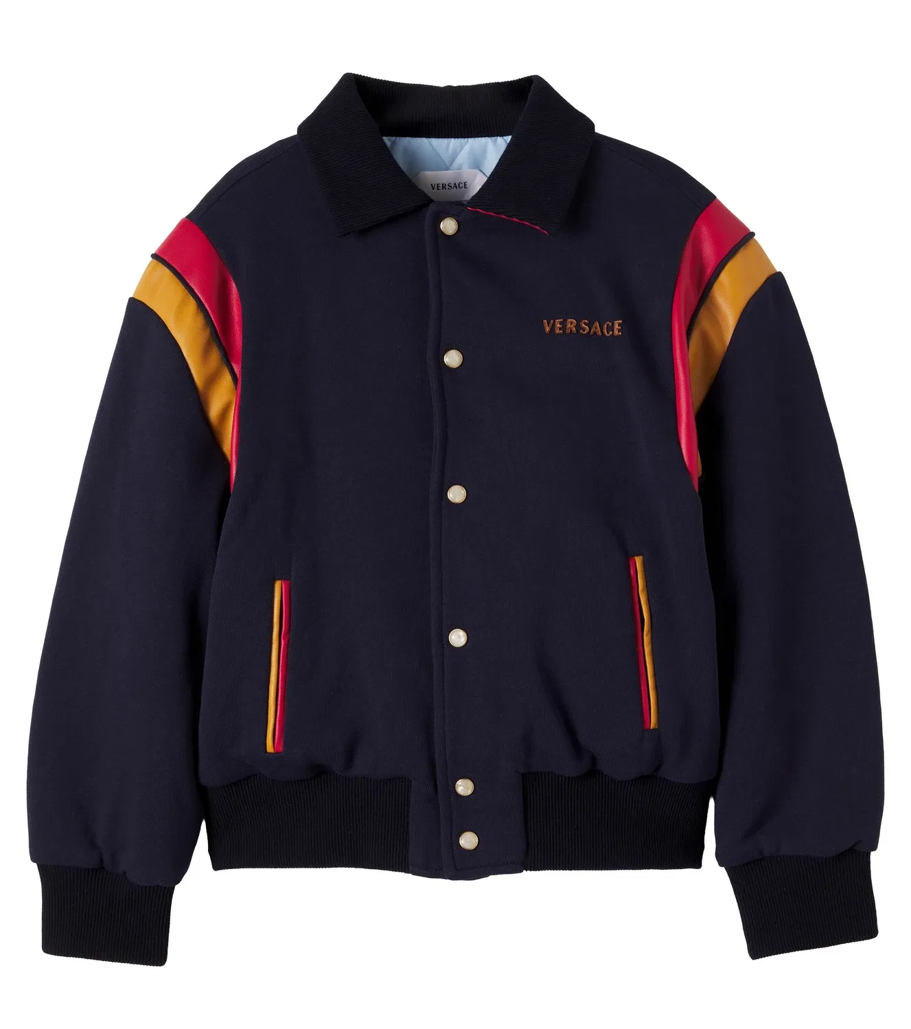 Легкая куртка-блузон хлопковая с логотипом Versace Kids, синий