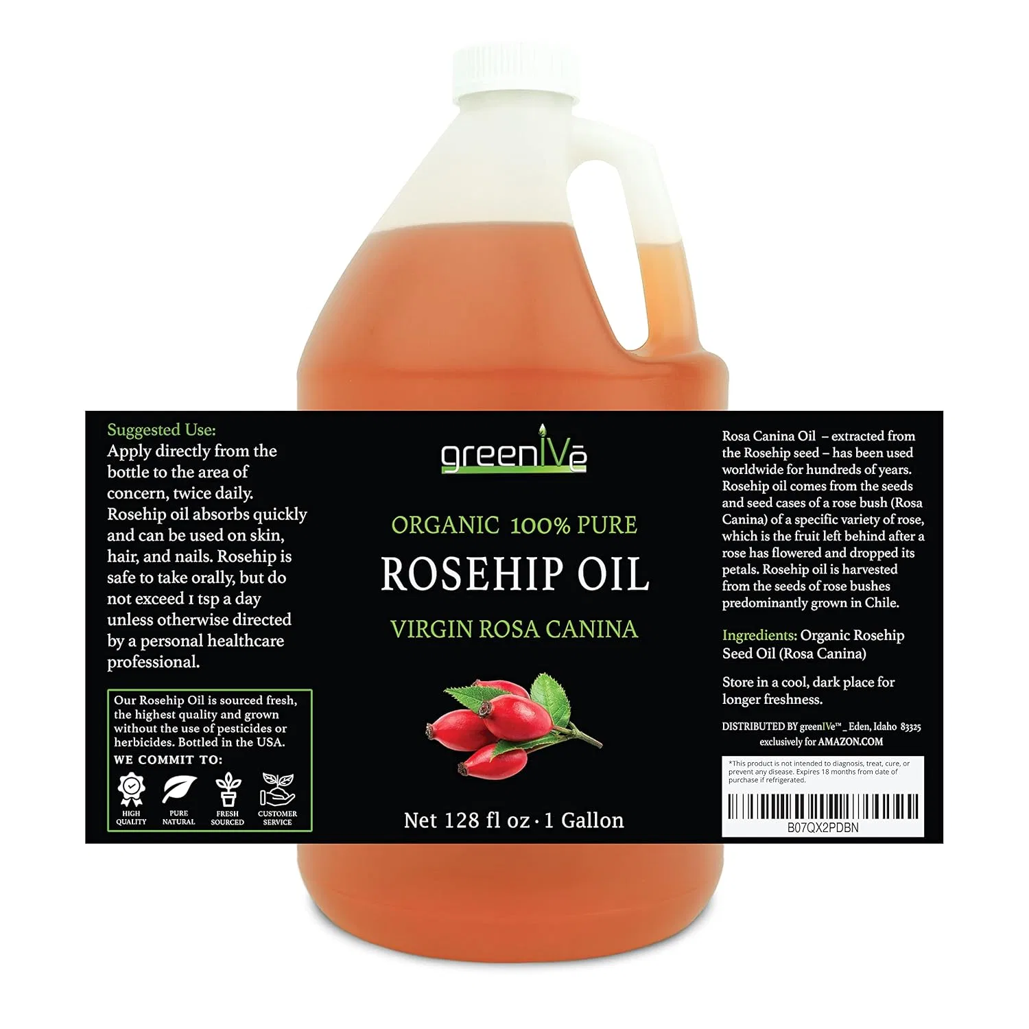 Масло для лица и тела Rosehip Oil, GreenIVe, 128 fl oz — фото 3