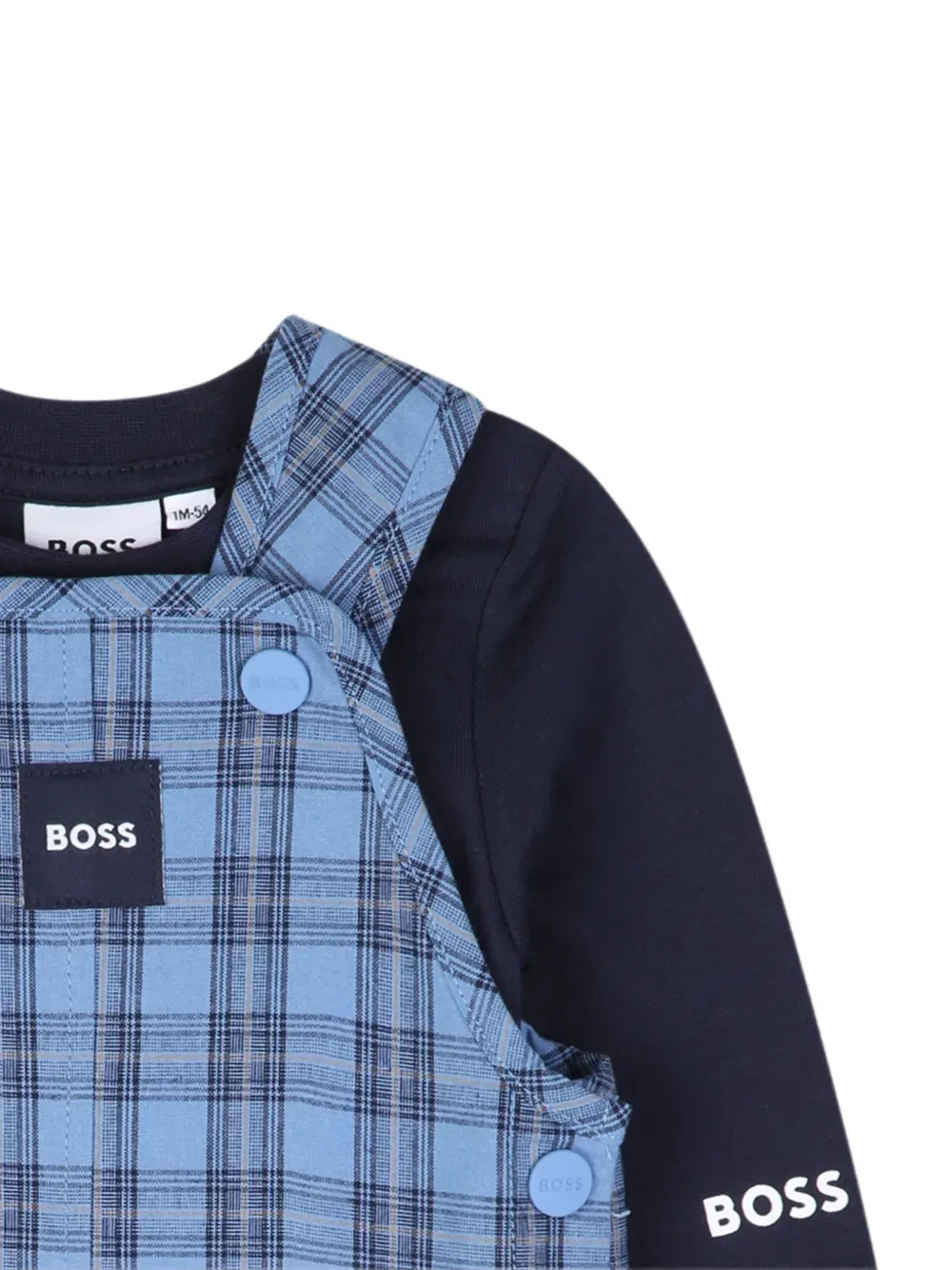 Футболка в клетку BOSS Kidswear, темно-синий — фото 3