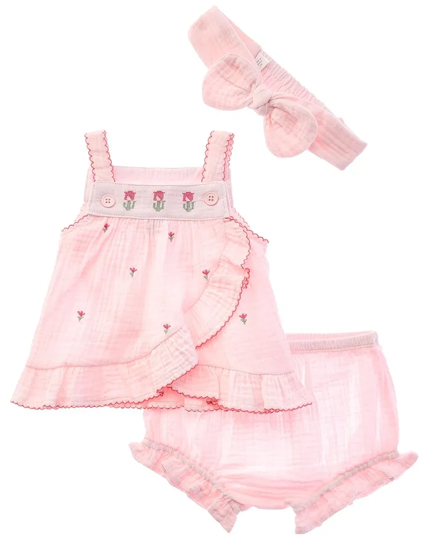 Детский комбинезон-солнцезащитный с повязкой на голову Tulip Sunsuit Little Me, розовый
