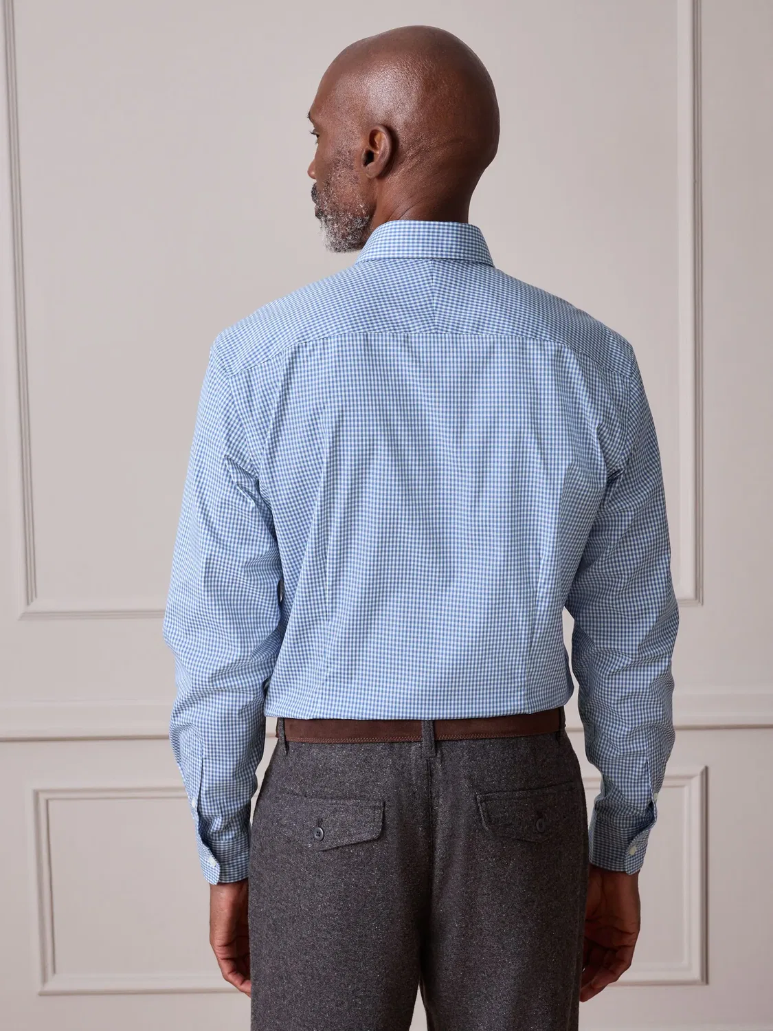 Рубашка с рисунком гингем Slim Fit Next, синяя гингем — фото 3