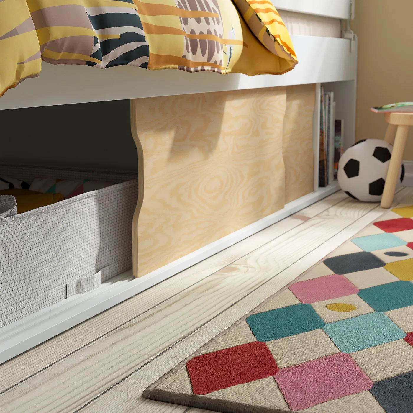 Кровать IKEA KLIPPUGGLA с ящиками и бортиком, 90x200 см, белый — фото 3