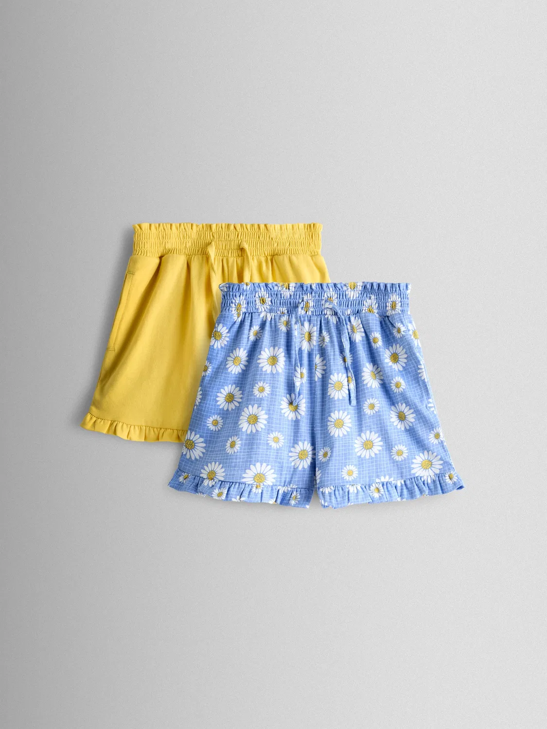 Шорты с оборками 2шт, JoJo Maman Bébé, желтый и голубой с ромашками