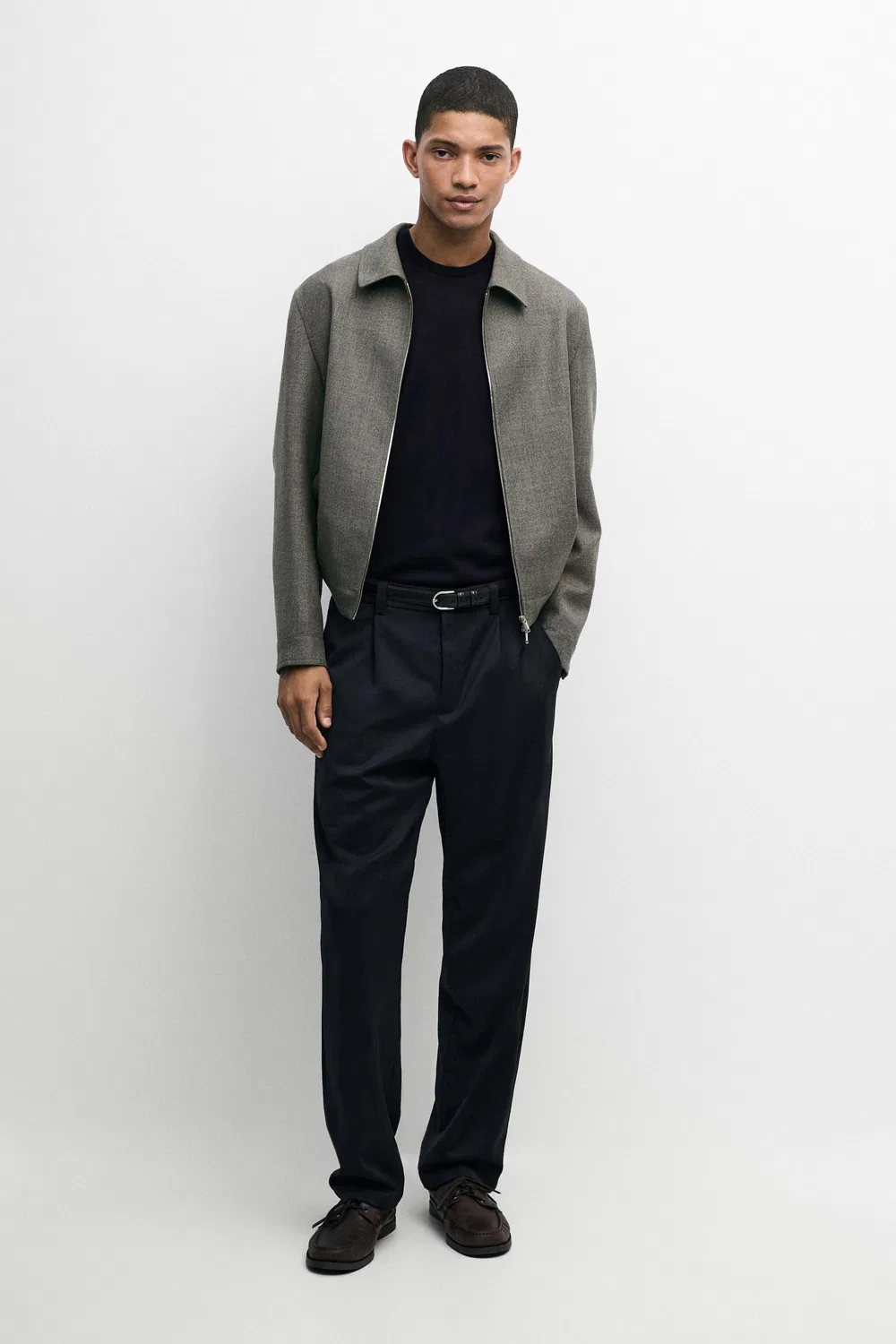 Брюки Massimo Dutti 100% Wool Straight-Leg, темно-синий — фото 3