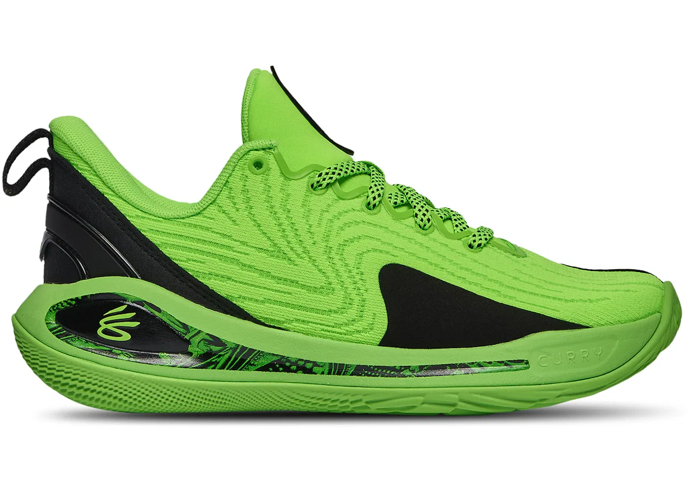 Детские кроссовки для мальчиков с верхом из сетки Under Armour Curry Flow 12 Extraterrestrial, Black/Green