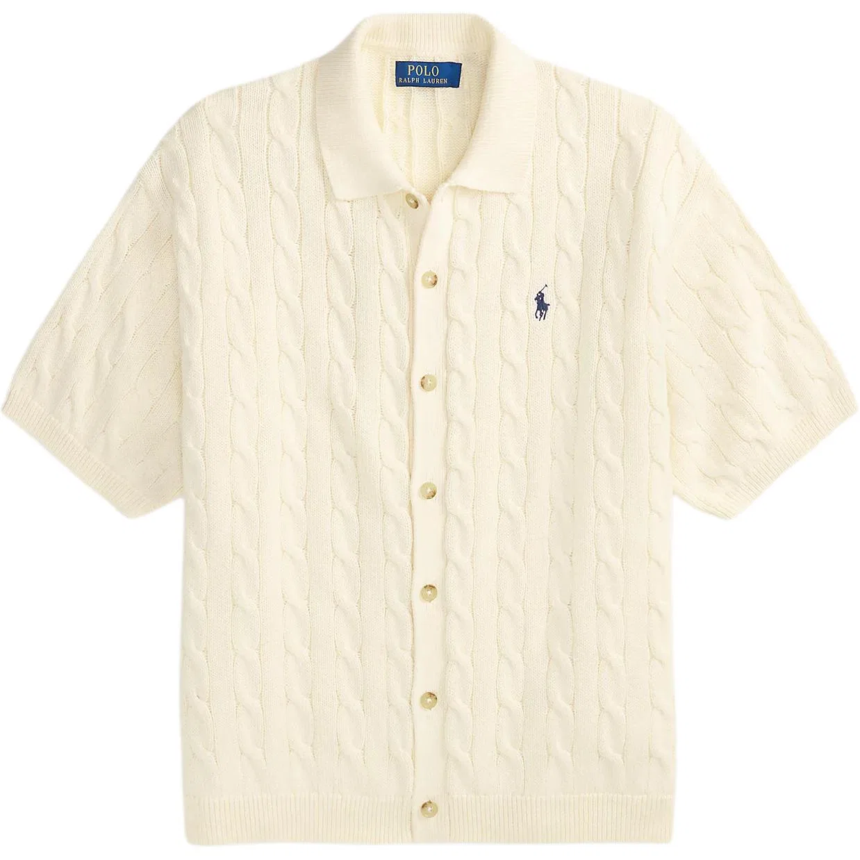Мужской трикотажный пуловер с поло-воротником Polo Ralph Lauren, Cream White