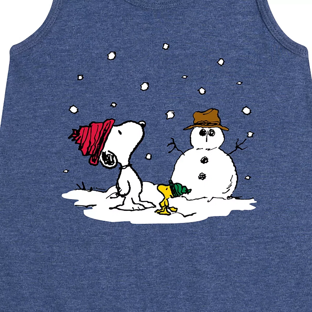 Детское платье-трапеция без рукавов Snoopy Woodstock Snowman Peanuts, Heather Navy — фото 2