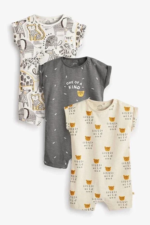 Детский комбинезон для девочек с принтом Safari 3 Piece Romper Set Next Baby, Multicolor