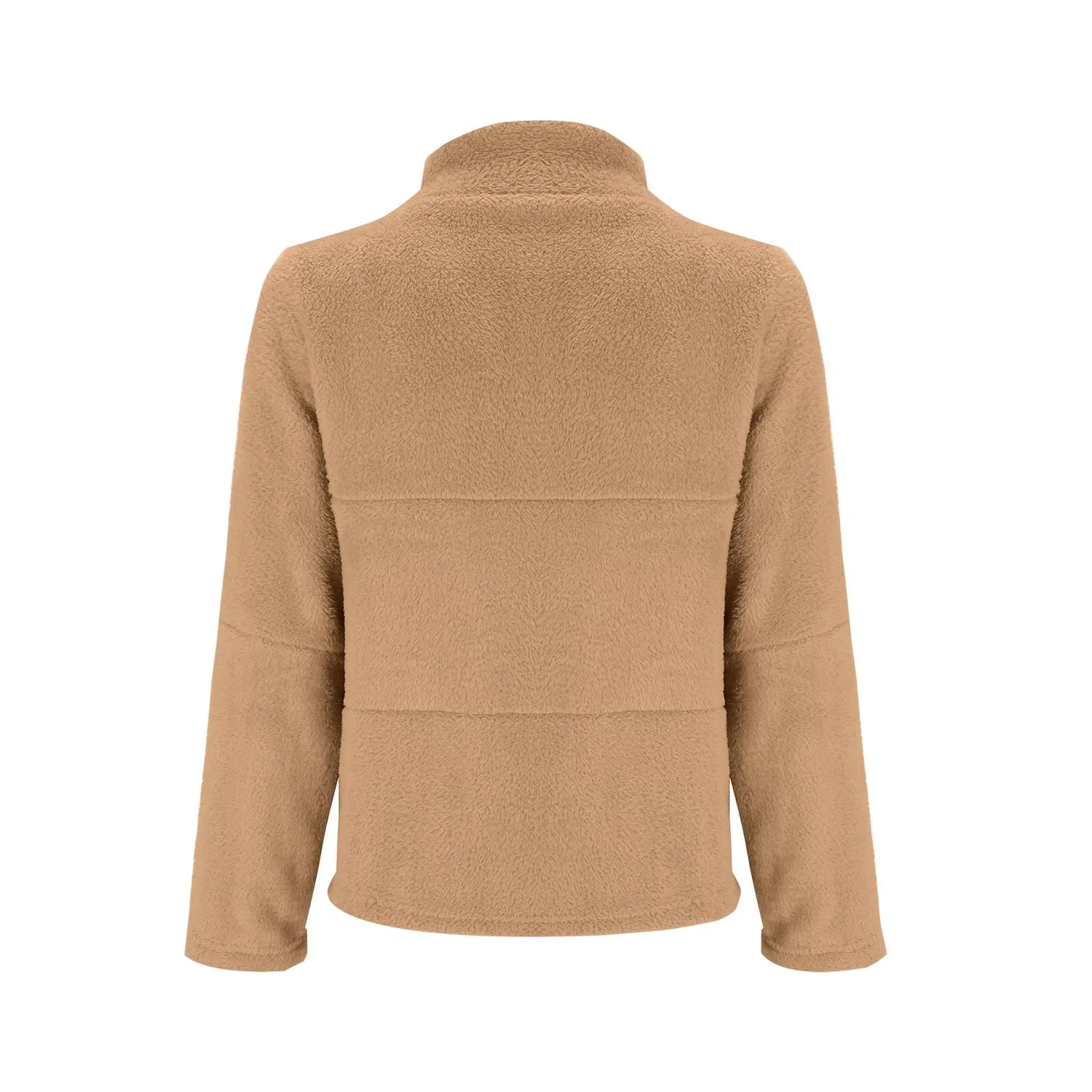 Женская куртка из искусственного меха с длинным рукавом Oversized Y2K, dark khaki — фото 4