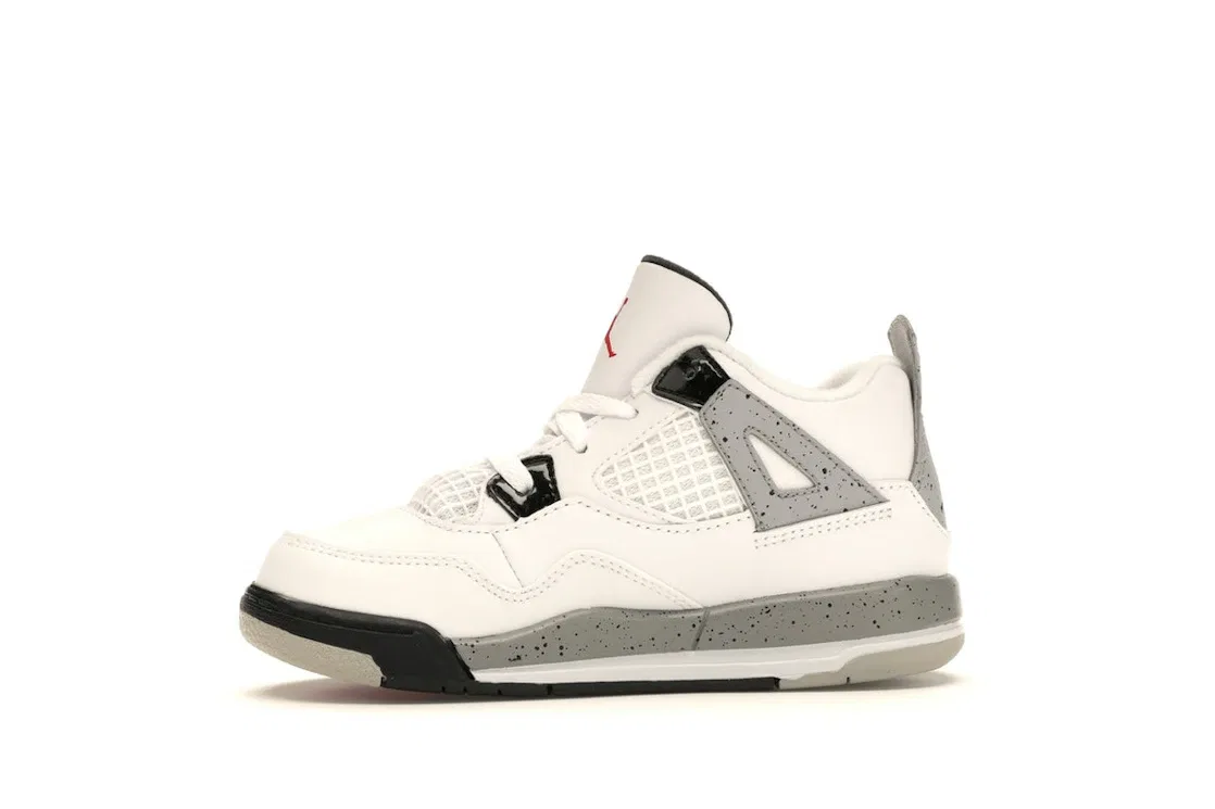 Детские кроссовки Lifestyle Jordan 4 Retro White Cement (2016) (TD) Jordan, White/Fire Red-Black-Tech Grey — фото 3