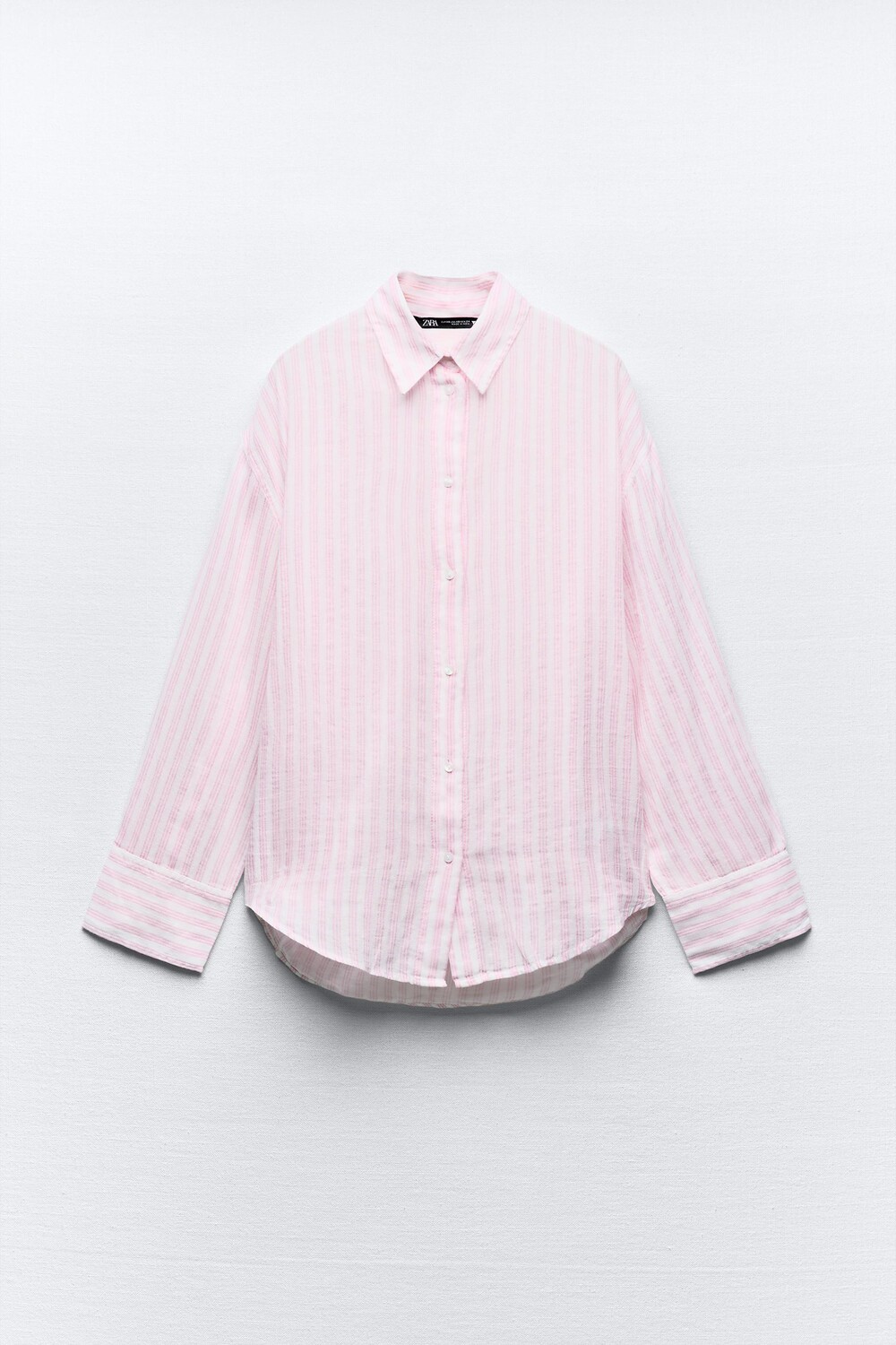 

Рубашка Zara Striped Oversize, светло-розовый