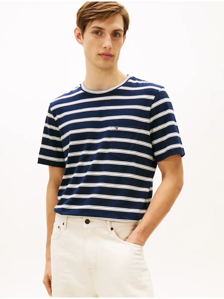 Футболка с полосками и карманом Essential Stripe Pocket TOMMY HILFIGER, Blue