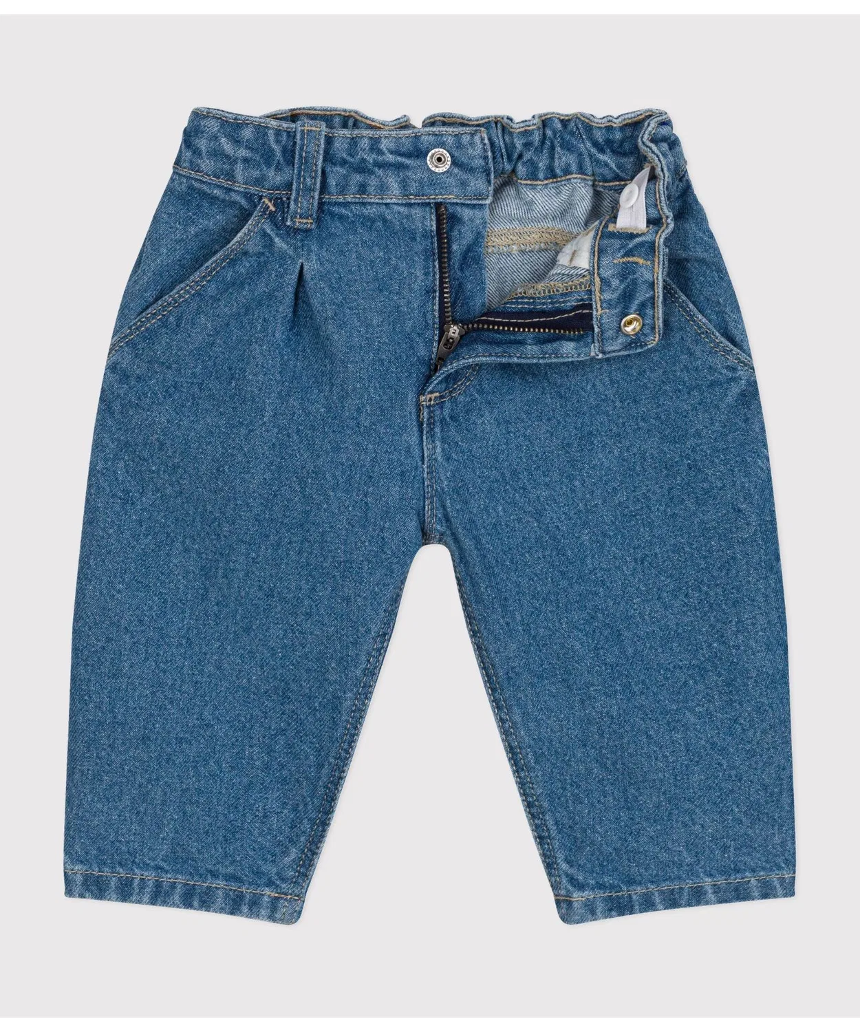 Детские джинсы прямого кроя с контрастной отделкой PETIT BATEAU, Light Blue — фото 3