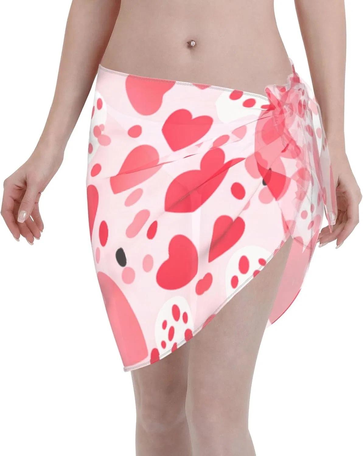 Женский пляжный парео из шифона, Short Chiffon, Black/Red