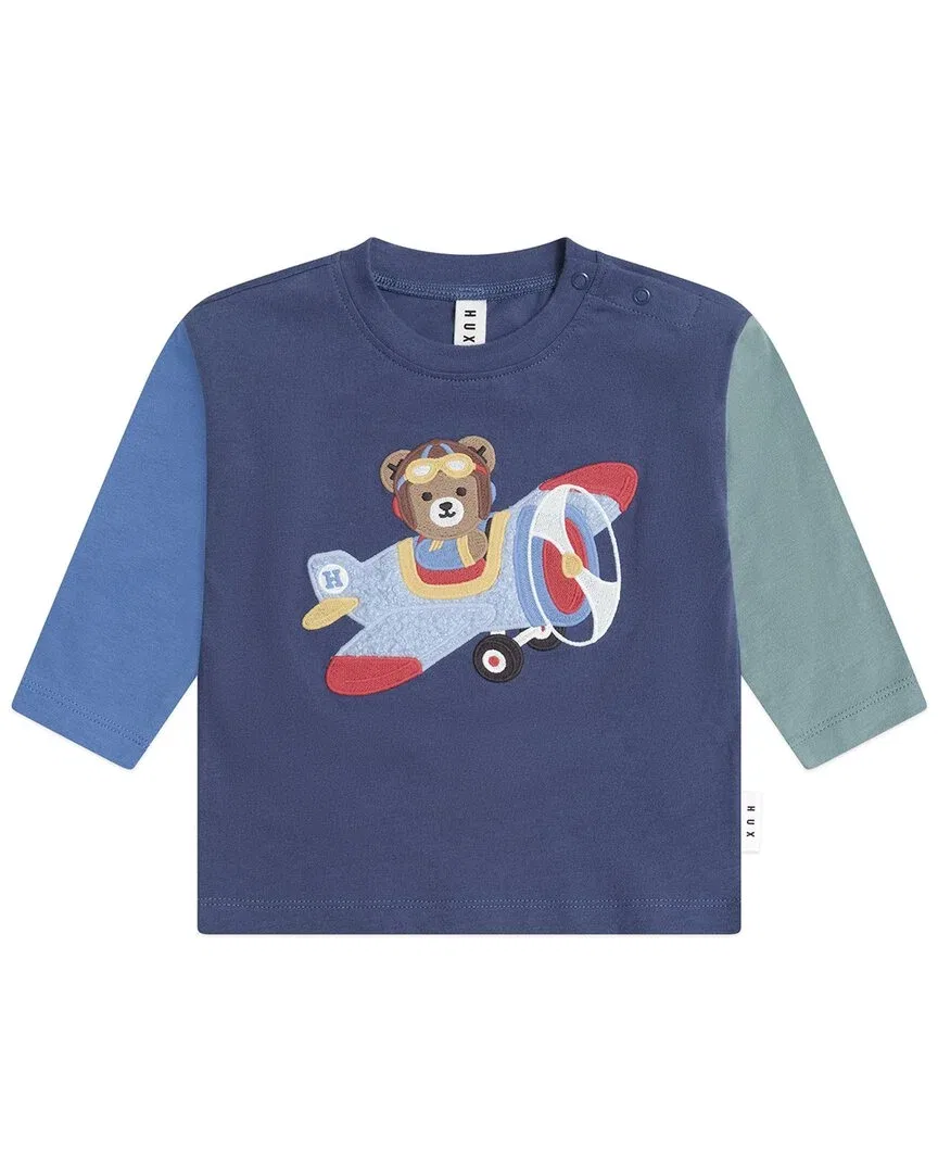 Детский лонгслив с длинным рукавом с вышивкой Aviator Huxbear Huxbaby, мультиколор