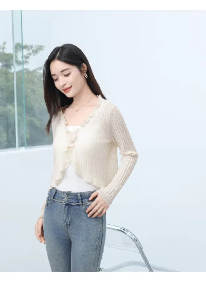 Свитер вязаный с V-образным вырезом Jeanswest, бежевый