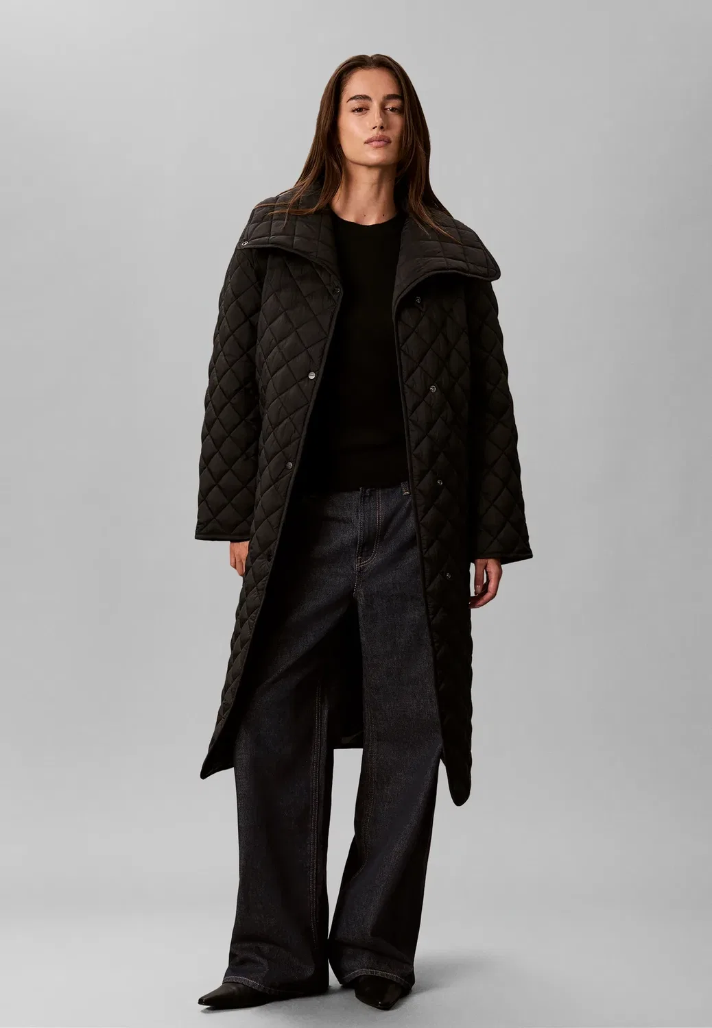 Стеганая подкладка - классическое пальто Calvin Klein, Black