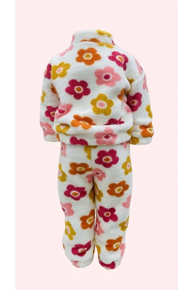 Детский спортивный костюм с принтом Velsoft flower printed tracksuit Gülerbebecix, Pink — фото 3