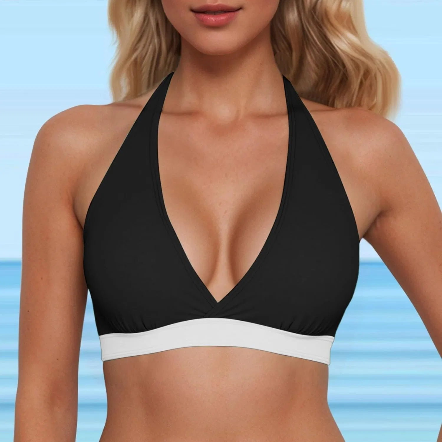 Женский бикини-топ с широкими бретелями Push Up, Black — фото 2