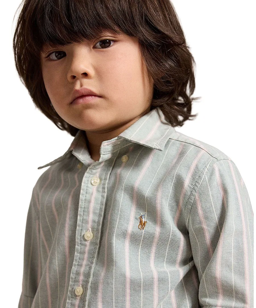 Рубашка оксфордская с длинным рукавом в полоску Polo Ralph Lauren, Forest Lavender Multi — фото 3