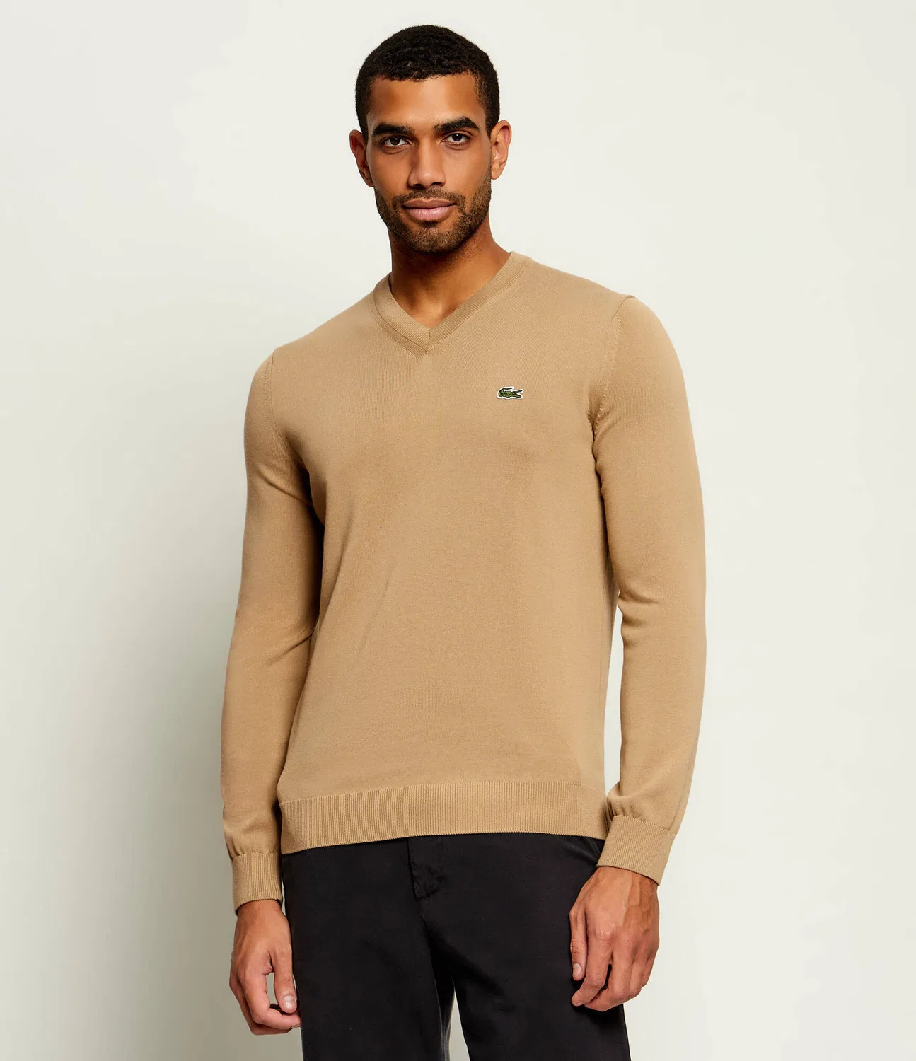 Свитер с V-образным вырезом Lacoste, бежевый