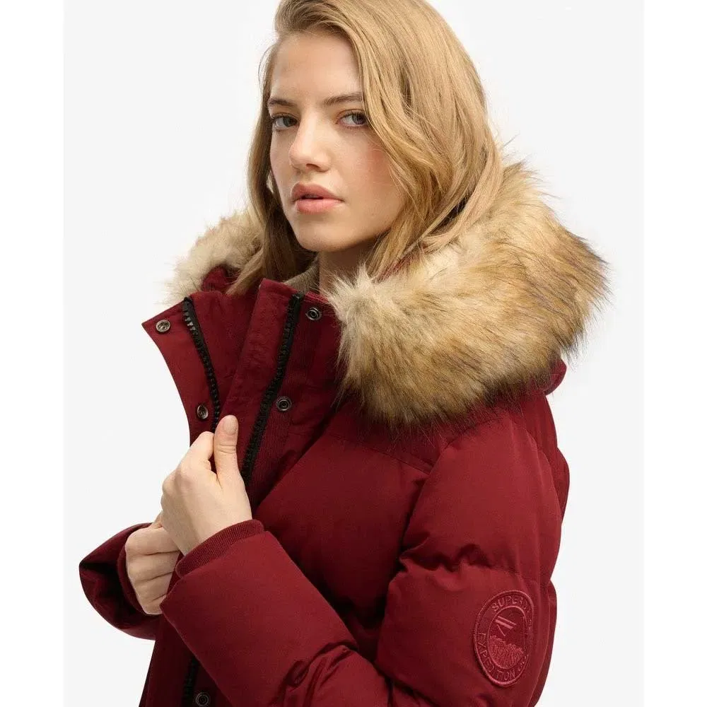 Пуховик стеганый Everest 5 Baffle Superdry, красный — фото 4