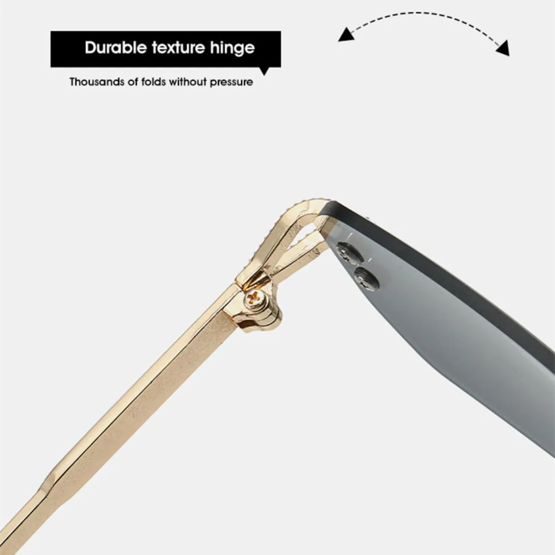 

Винтажные уникальные прямоугольные солнцезащитные очки без оправы для женщин, конфетные цвета, прозрачные линзы, мужские солнцезащитные очки TVTBBVV, Gold Tea