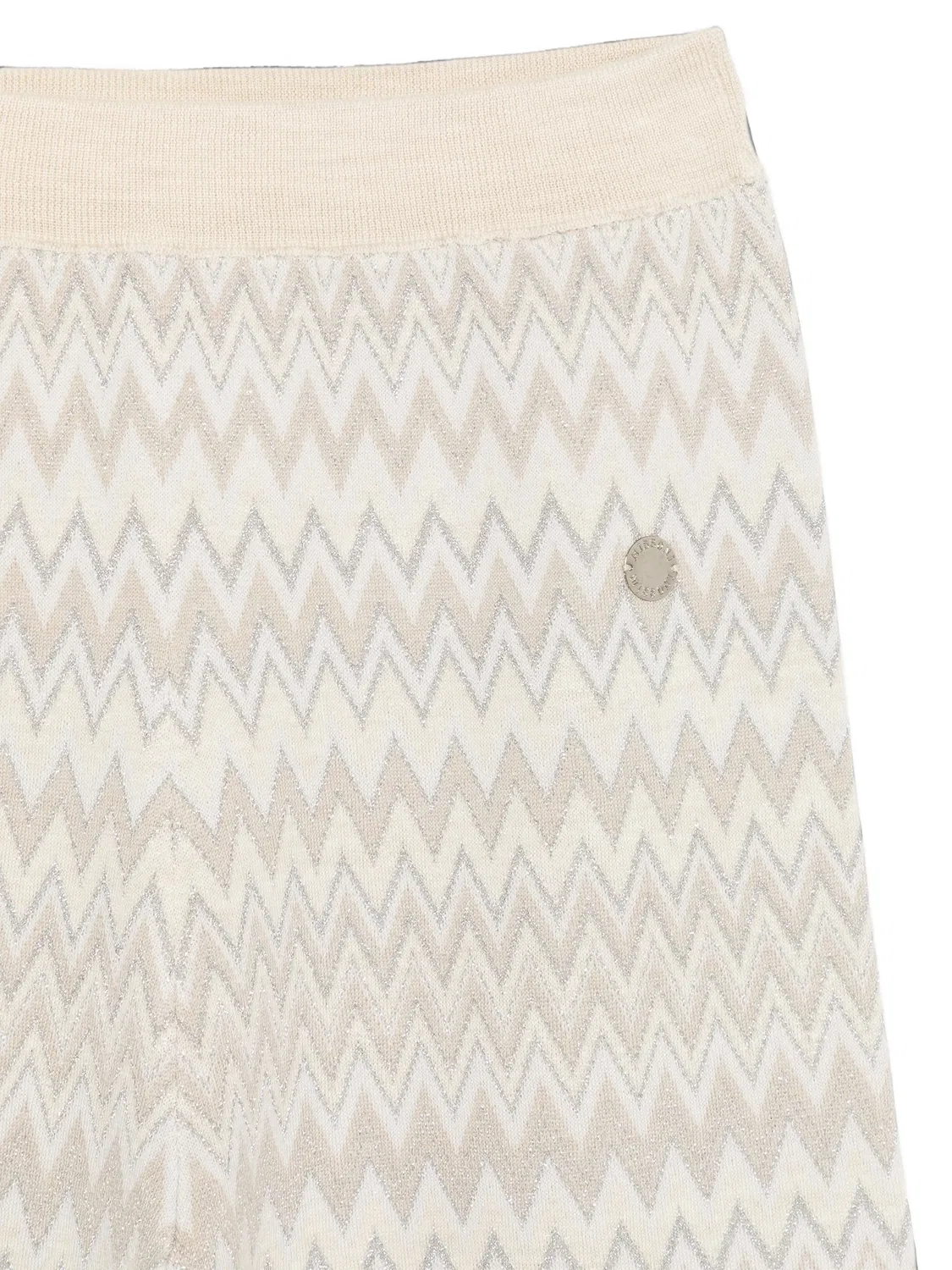 Шерстяные брюки с узором зигзаг Missoni Kids, нейтральные цвета — фото 3