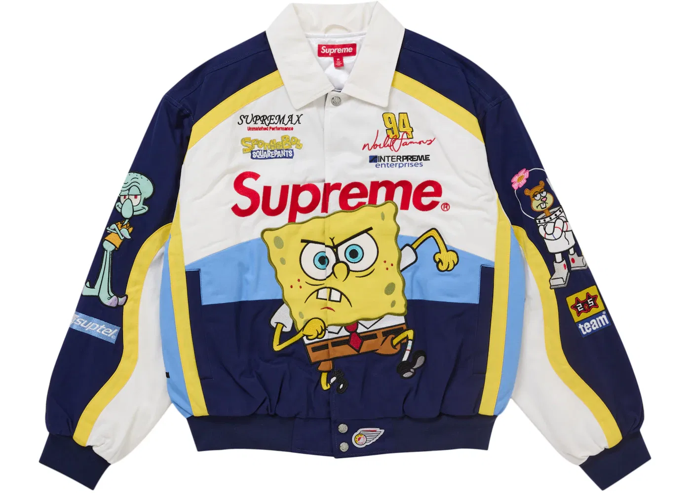 Мужская куртка с принтом SpongeBob SquarePants Jeff Hamilton Racing Jacket Supreme, White