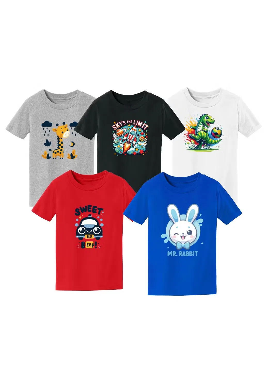Комплект футболок с принтом и коротким рукавом для мальчиков Printshop4Me, комбо 1