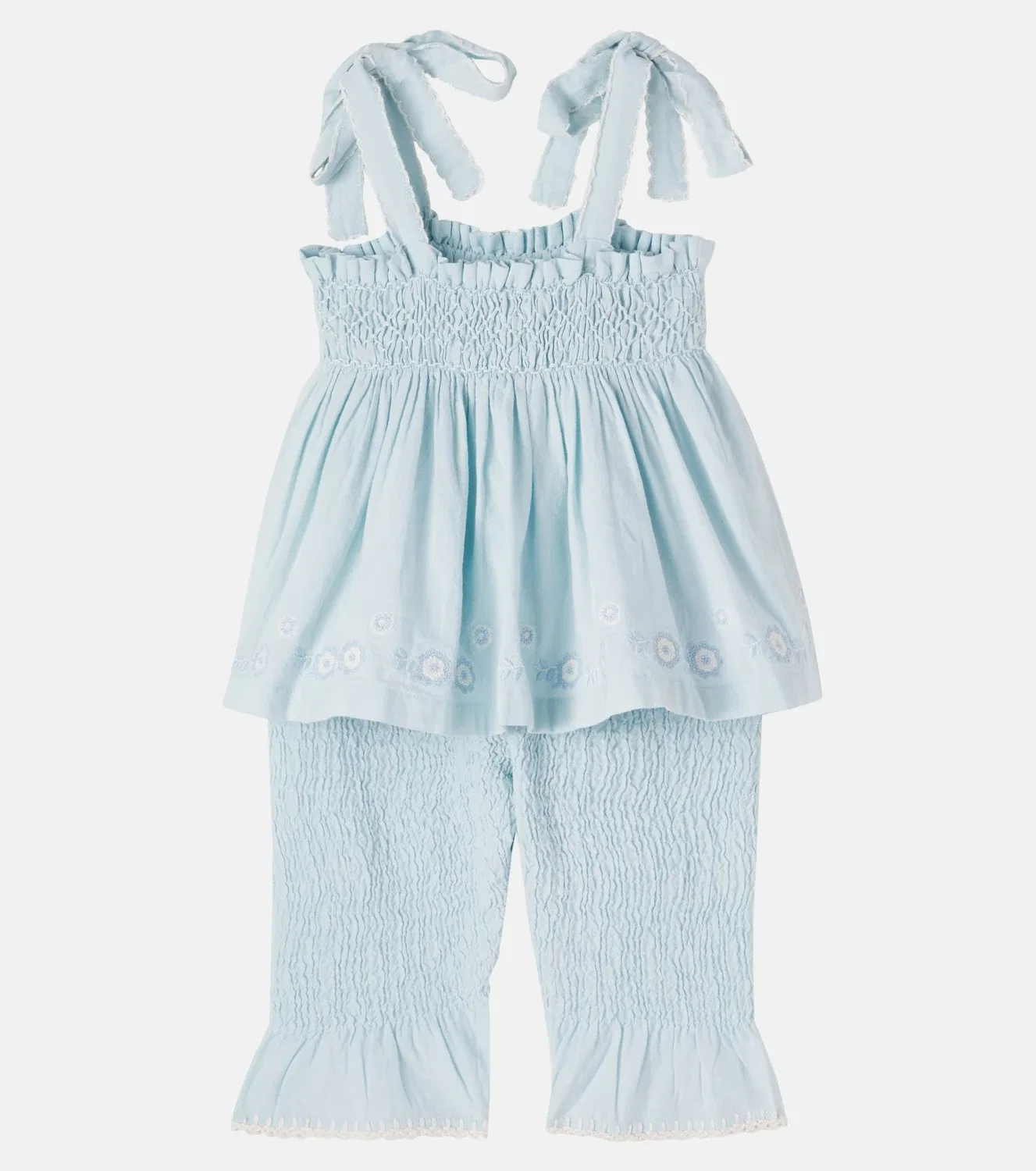 Комплект из топа и шорт с бретельками на завязках Maya Bebe Organic, Cloud Blue — фото 2