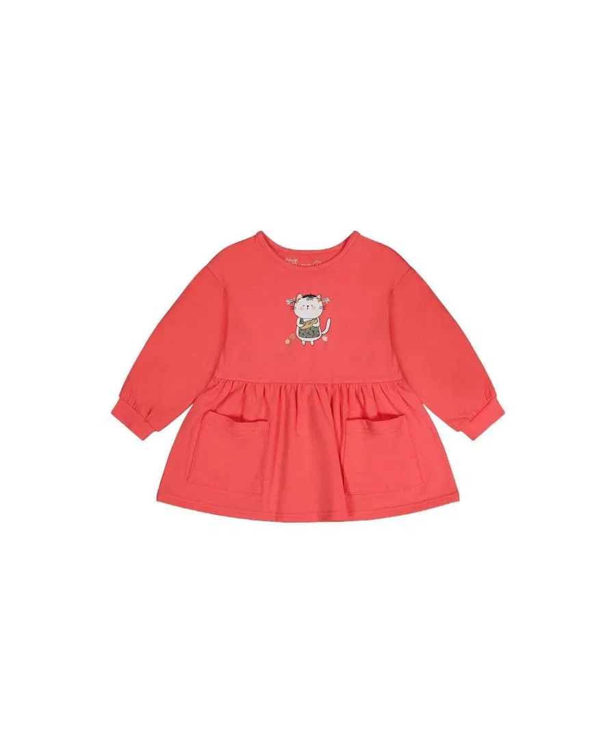 Туника из хлопка с длинным рукавом Cat with Bread Deux par Deux, Coral Pink