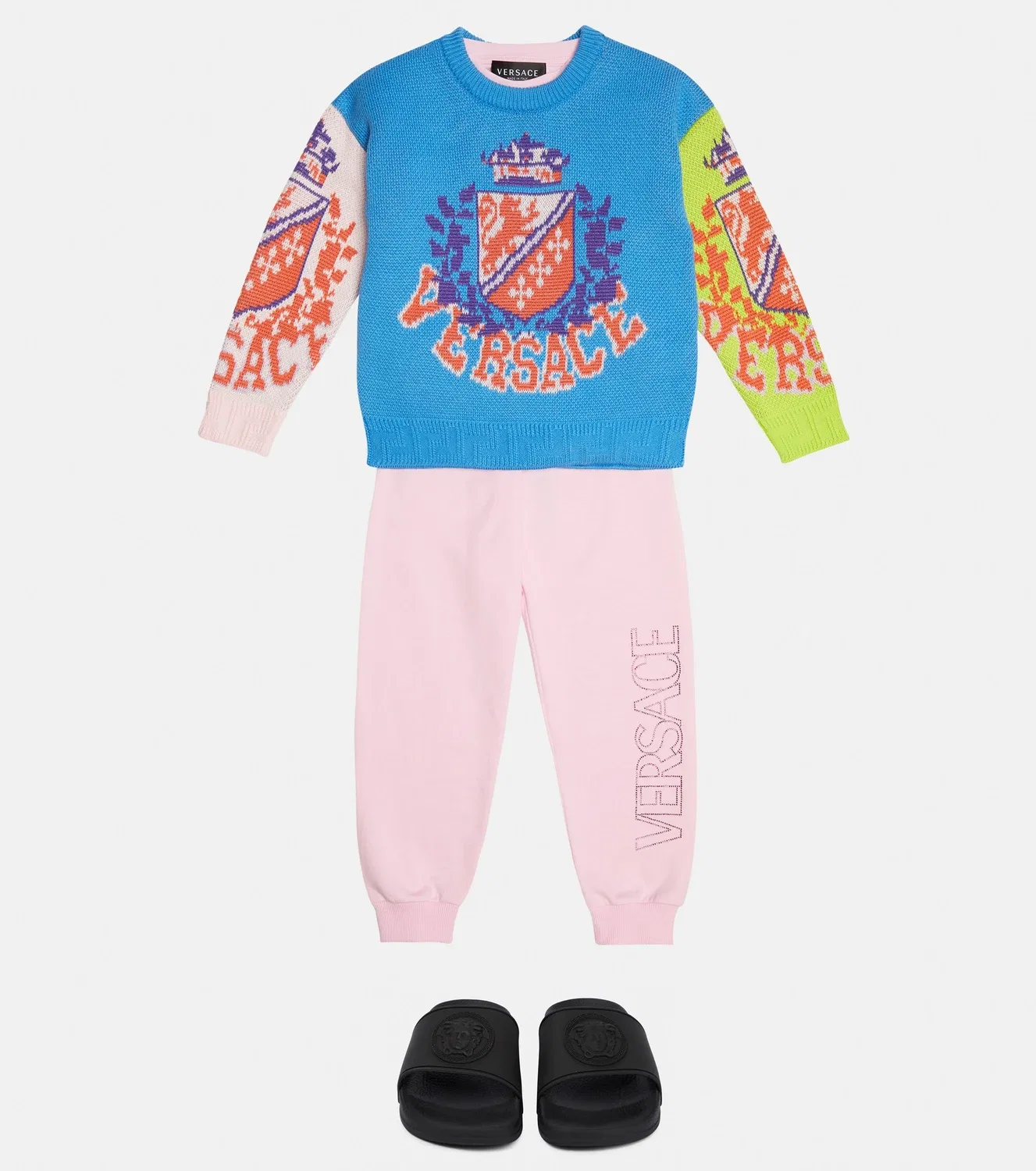 Свитшот хлопковый с интарсией Versace Kids, мультиколор — фото 2