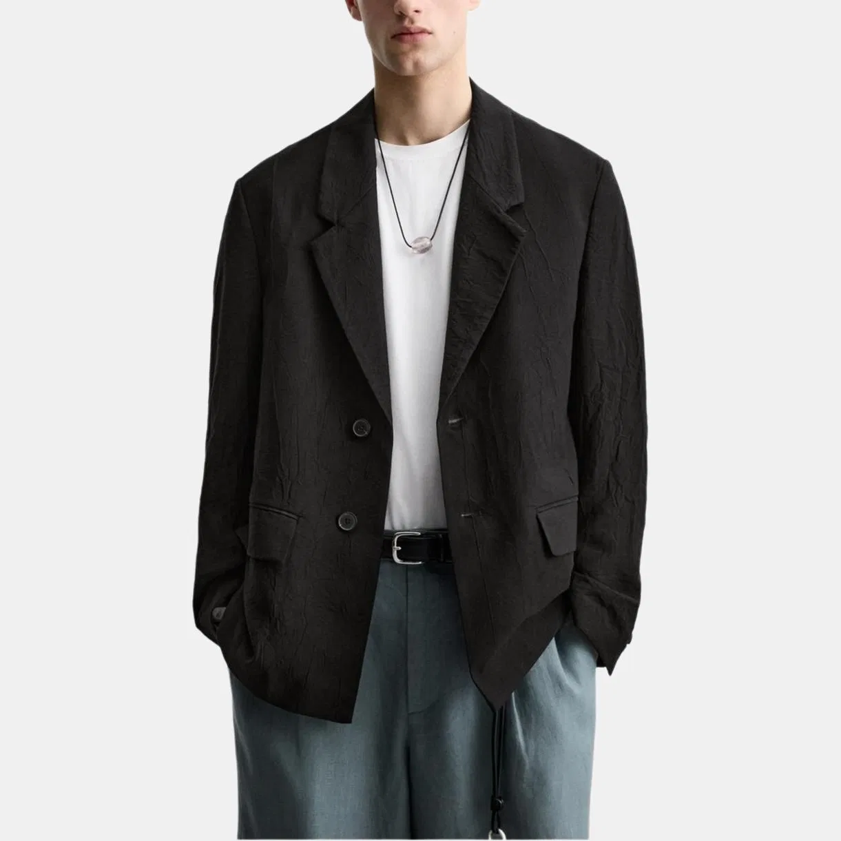 Мужской деловой костюм с умеренным воротником Black ZARA, Черный — фото 4