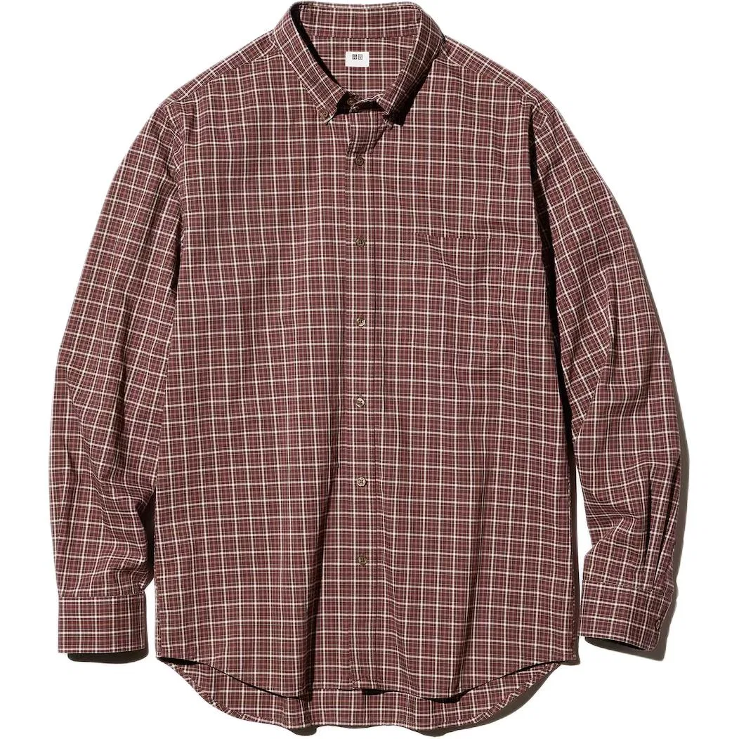 Мужская рубашка свободного кроя Burgundy UNIQLO, Размер 18
