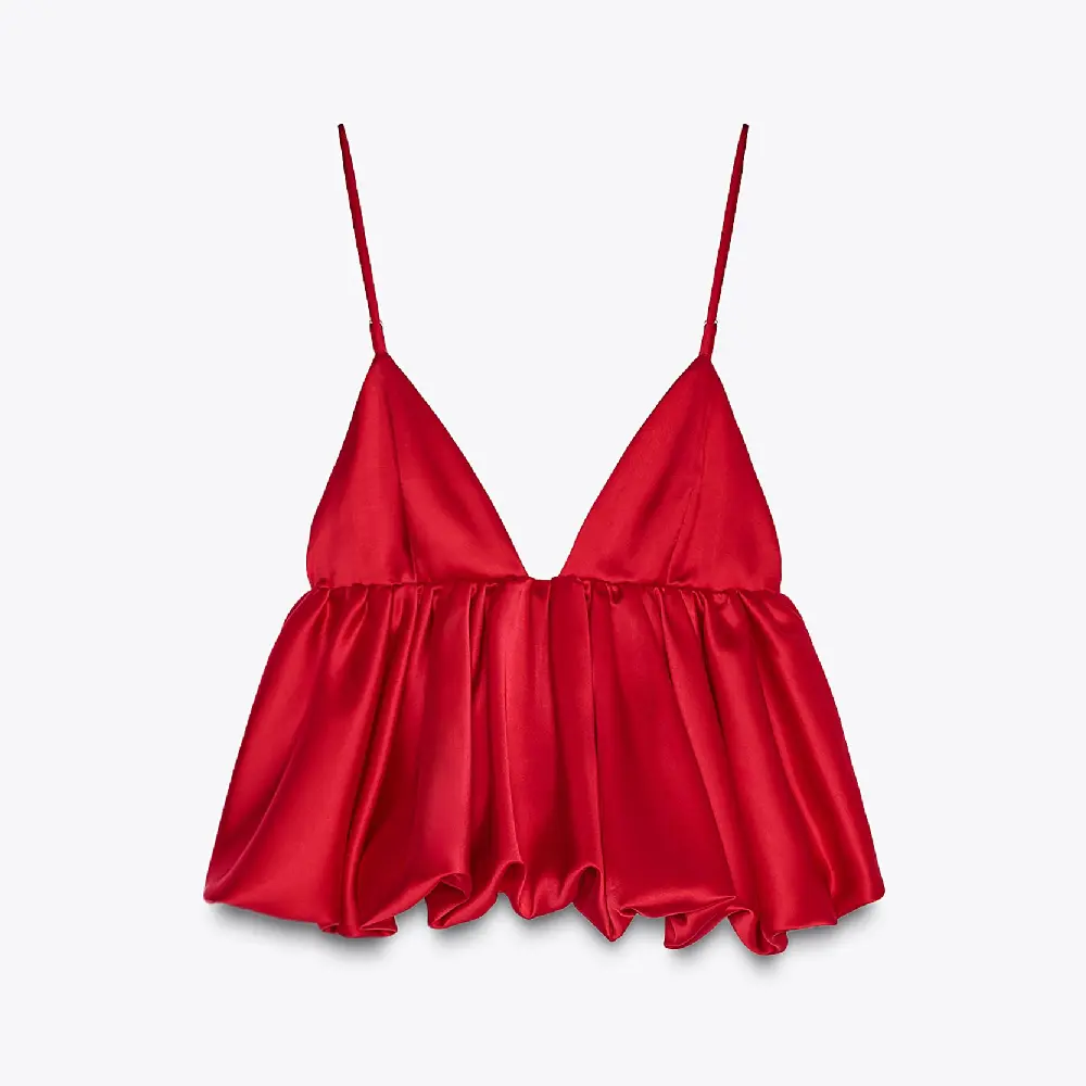 

Топ Zara Voluminous Satin, красный
