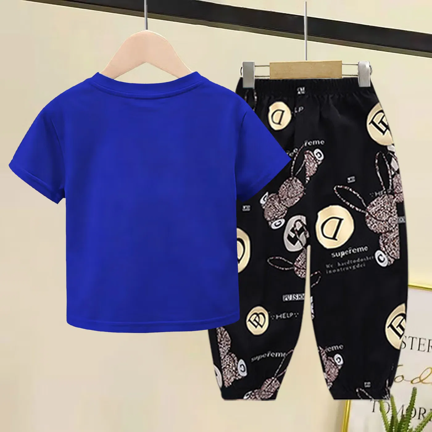 Комплект детский с принтом из 2 предметов 2 pcs 2-9years boys/girls pants suit Chicpoint, синий — фото 2