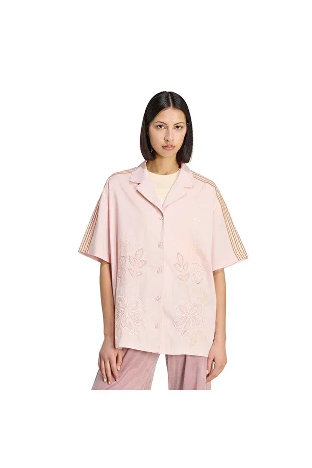 Женская футболка с коротким рукавом с вышивкой Adidas, Pink — фото 2