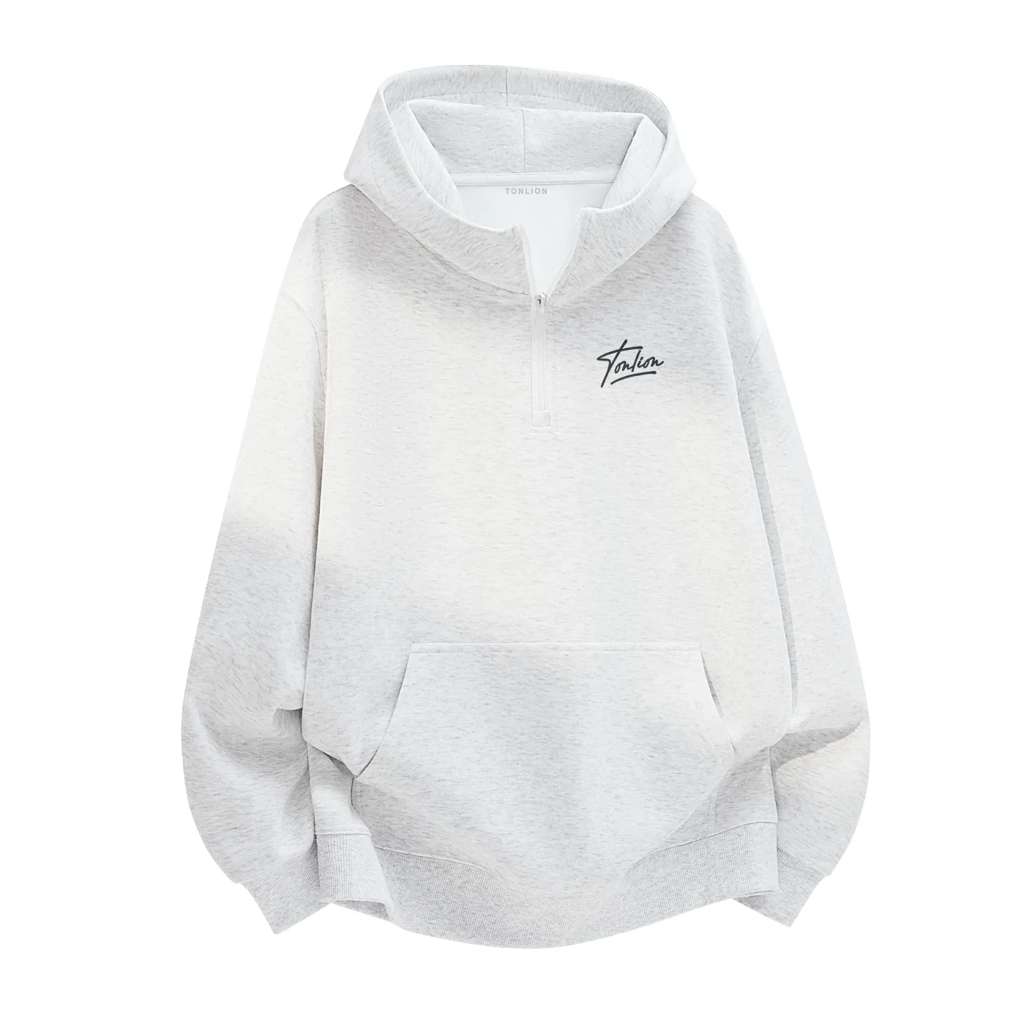 Детский худи с капюшоном полузастежкой Tonlion, White Flower Gray