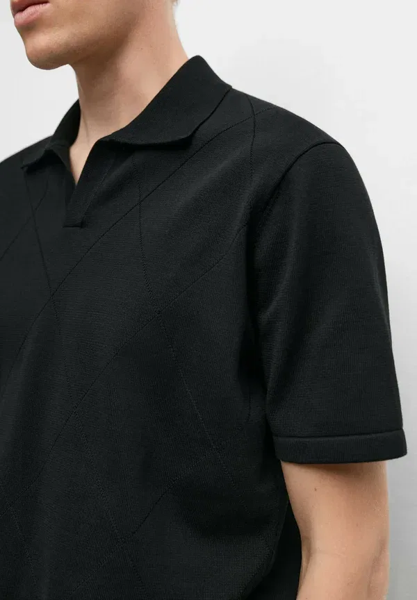 Футболка хлопковая Polo shirt Massimo Dutti, черный — фото 4