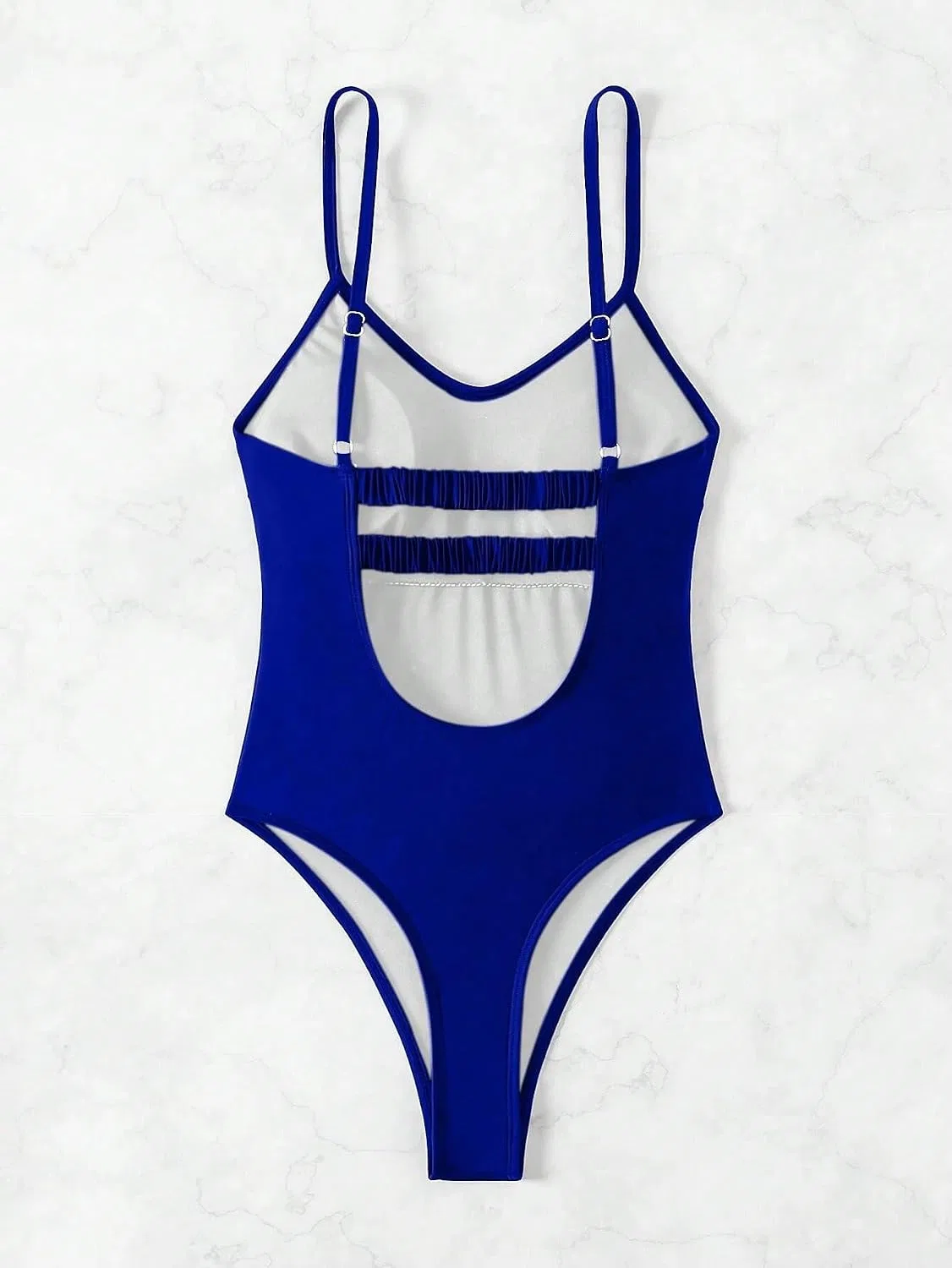 Женский цельный купальник с вырезами на бретелях, Royal Blue — фото 4