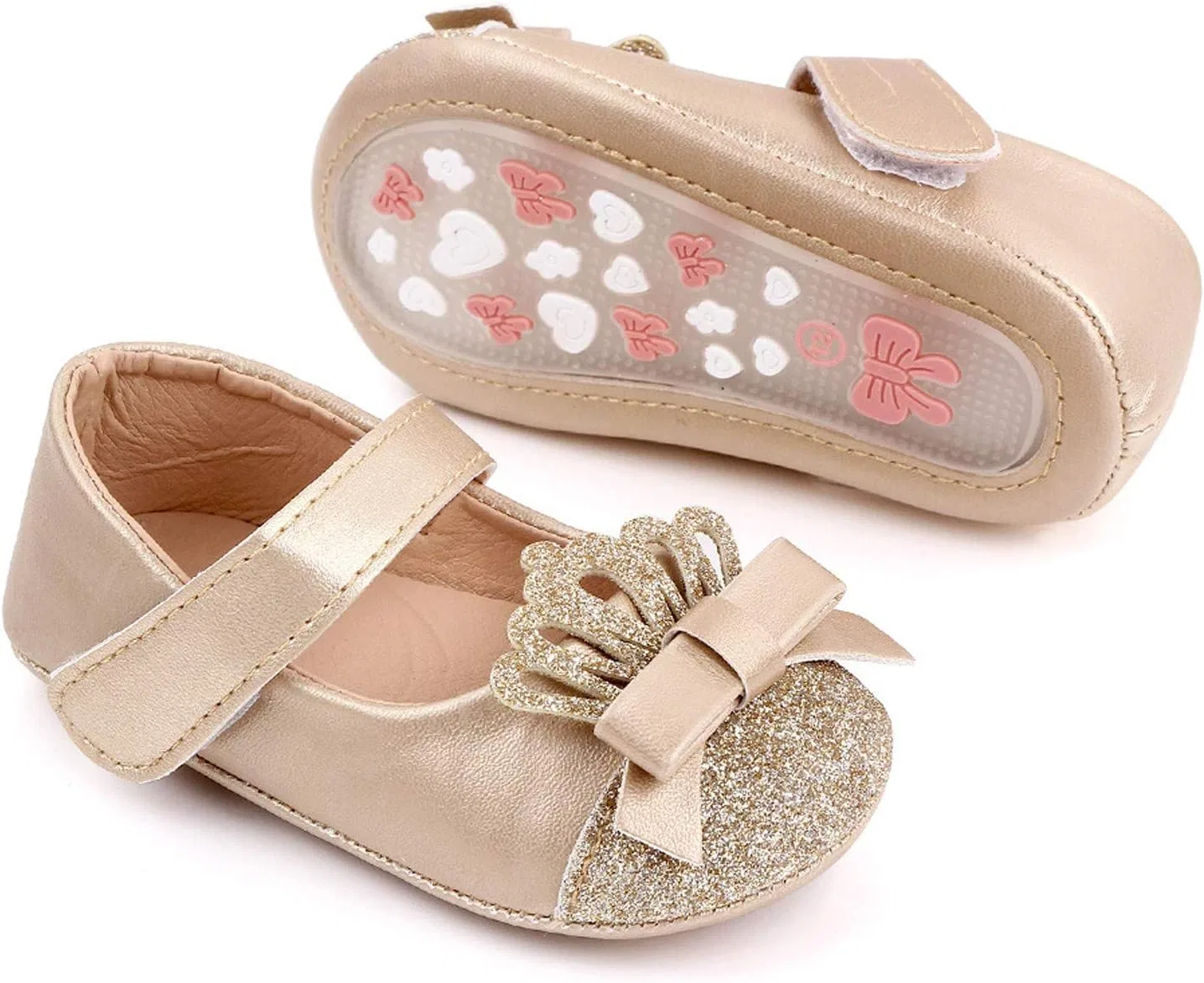 Детские туфли для девочек с принтом Crown Shoe, Gold — фото 2