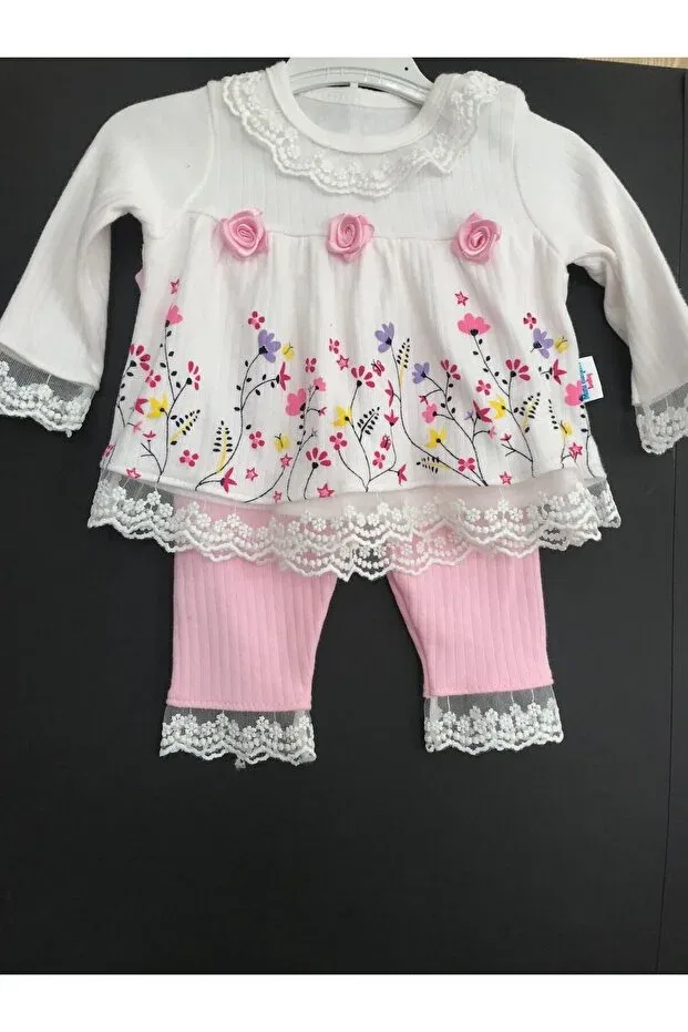 Детский спортивный костюм с полосками Gülüce Butik, Cream And Pink