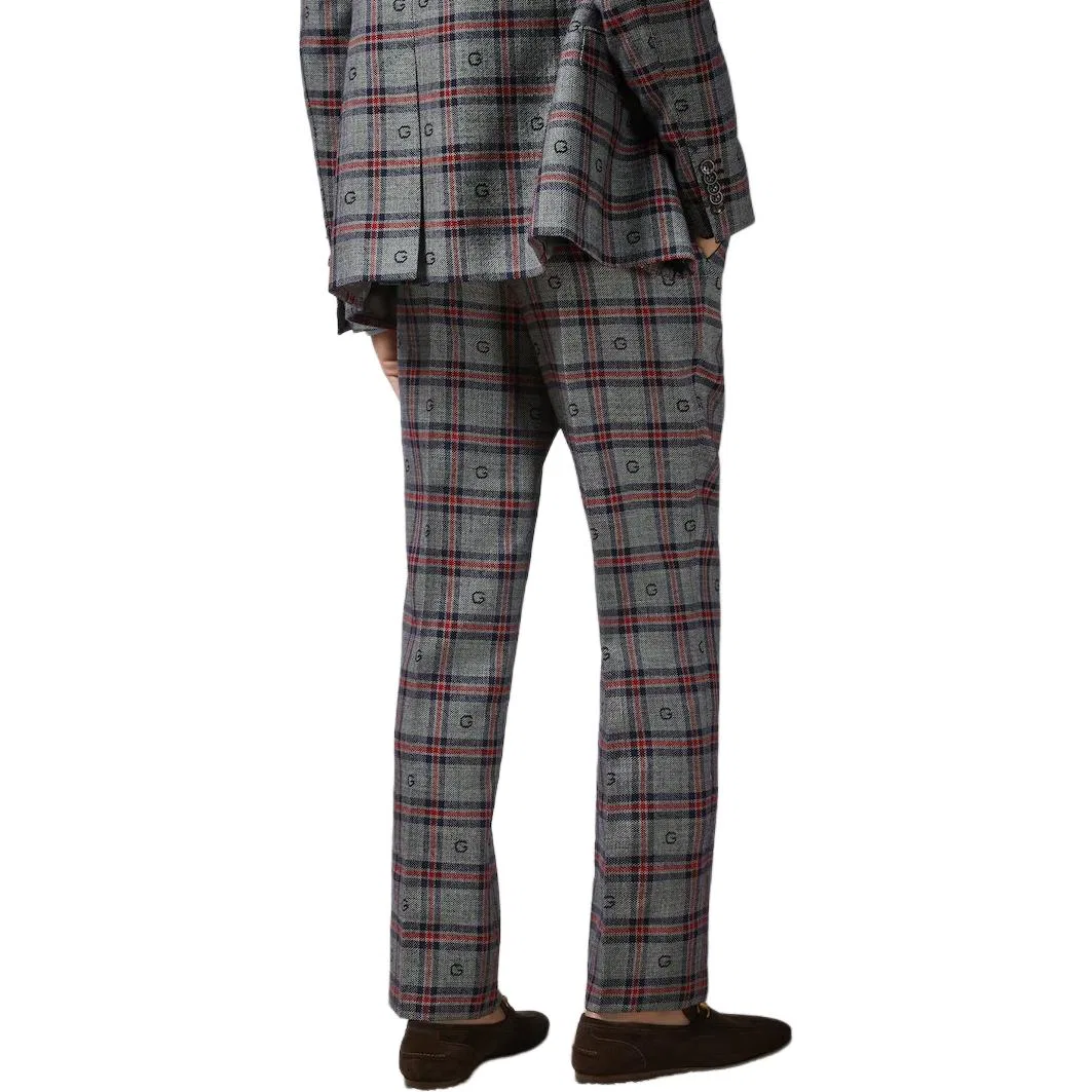 Мужские брюки из шерсти в клетку G Plaid GUCCI, Gray Blue — фото 4