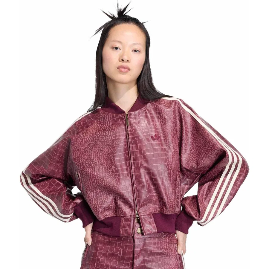 Женская спортивная куртка с принтом Sst Plthr Jkt adidas, Бордовый — фото 4