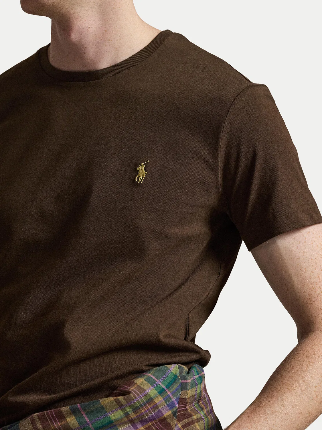 Мужская футболка приталенного кроя Polo Ralph Lauren, темно-коричневый — фото 4